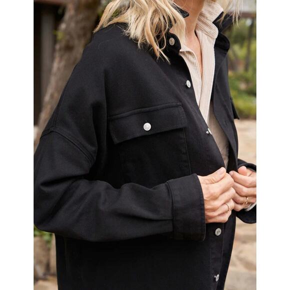 Frank & Eileen McLoughlin Utility Jacket Italian Dream Denim In Black Size Small - Picture 5 of 15